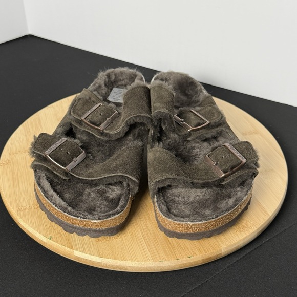 Birkenstock Sandals Men\'s Size 10 (43) Brown Arizona Shearling Sandals No Box main image 7